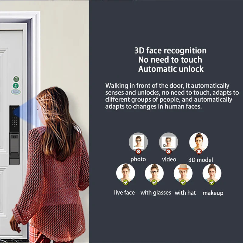 Waterproof Outdoor Smart  Lock Wifi Alexa Tuya APP Aluminium Alloy Material Fingerprint Password Smart Door Lock With Camera